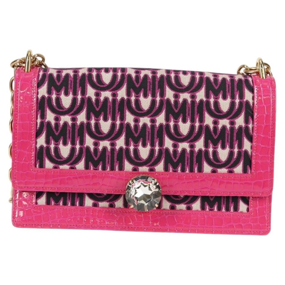 Miu Miu Canvas Leather Chain Shoulder Bag Pink